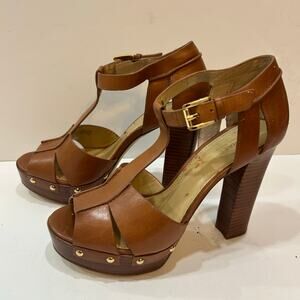 Michael Kors Brown Leather Platform Heels Women’s Size 7.5